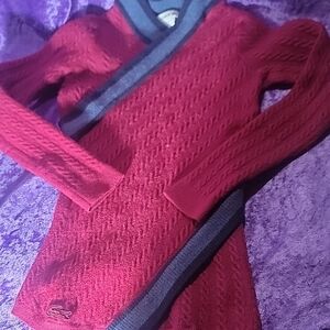 Lacoste Red Jacket with Textured Knit and Pullover Style